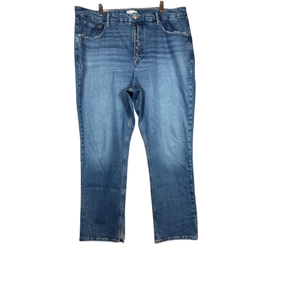 Good American Womens Good Curves Straight Button Fly Jeans Split Hem Size 20 - Picture 1 of 11